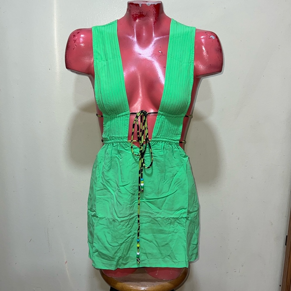 Vanessa Mooney silk dress green XS